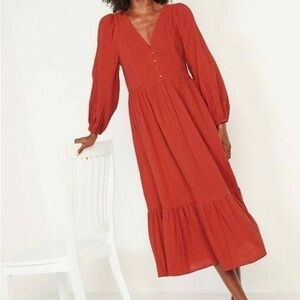 Orange long sleeve dress